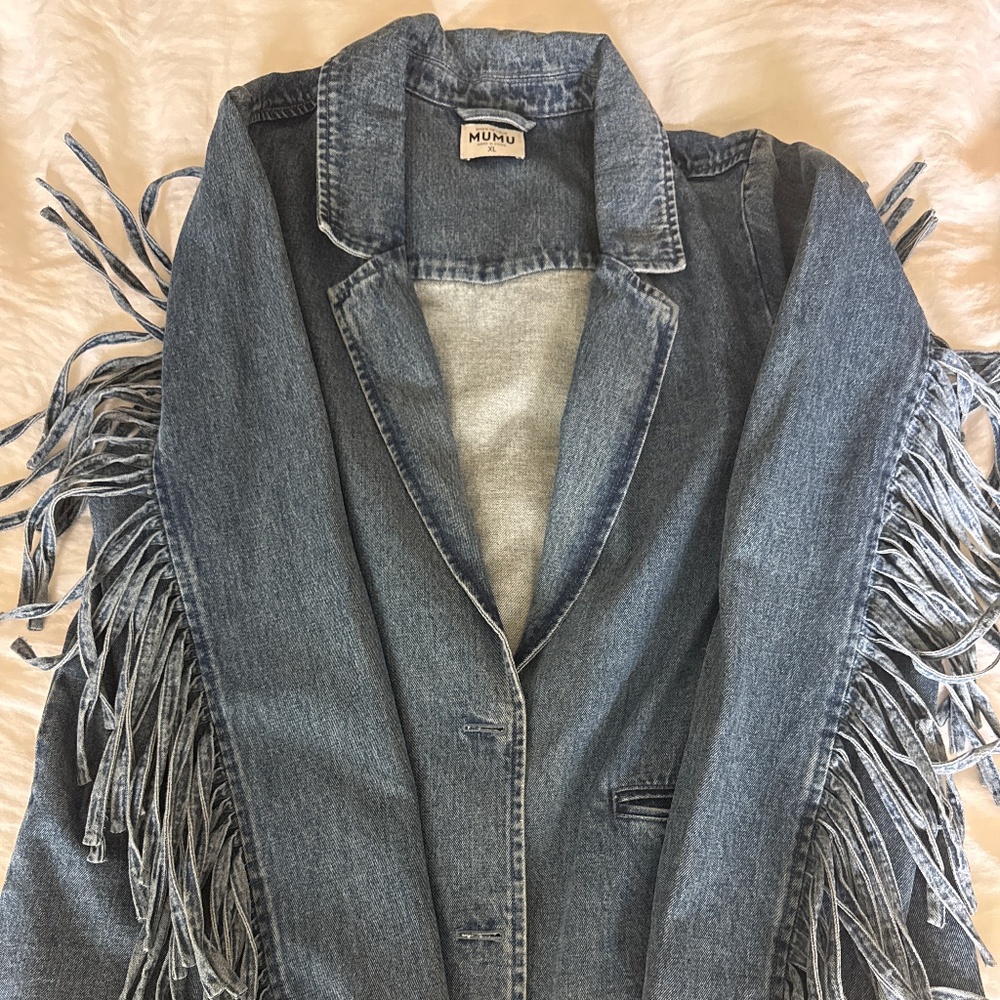 Sierra Fringe Jacket in Blue Indigo - show me your mumu